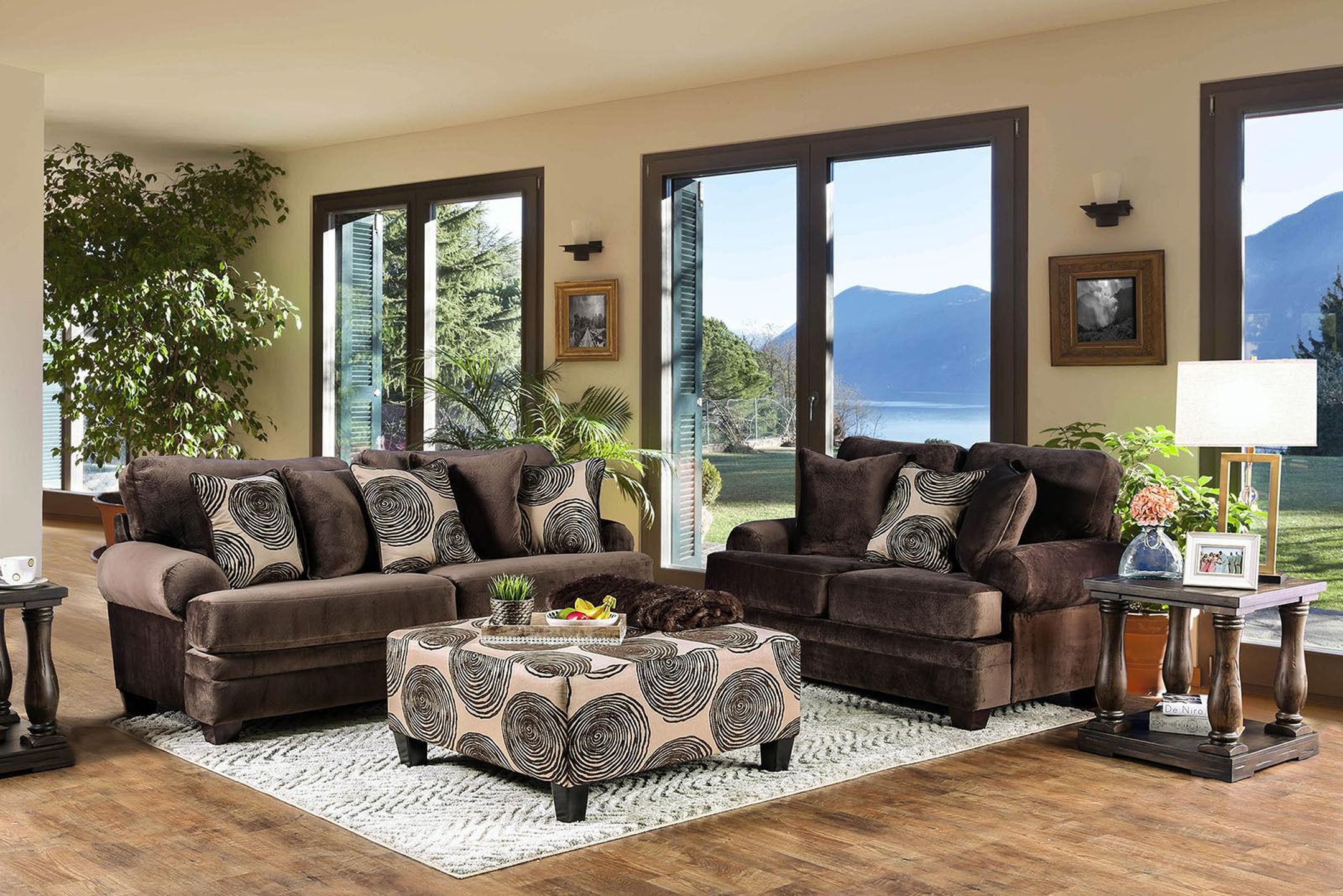 Brown microfiber deals living room set