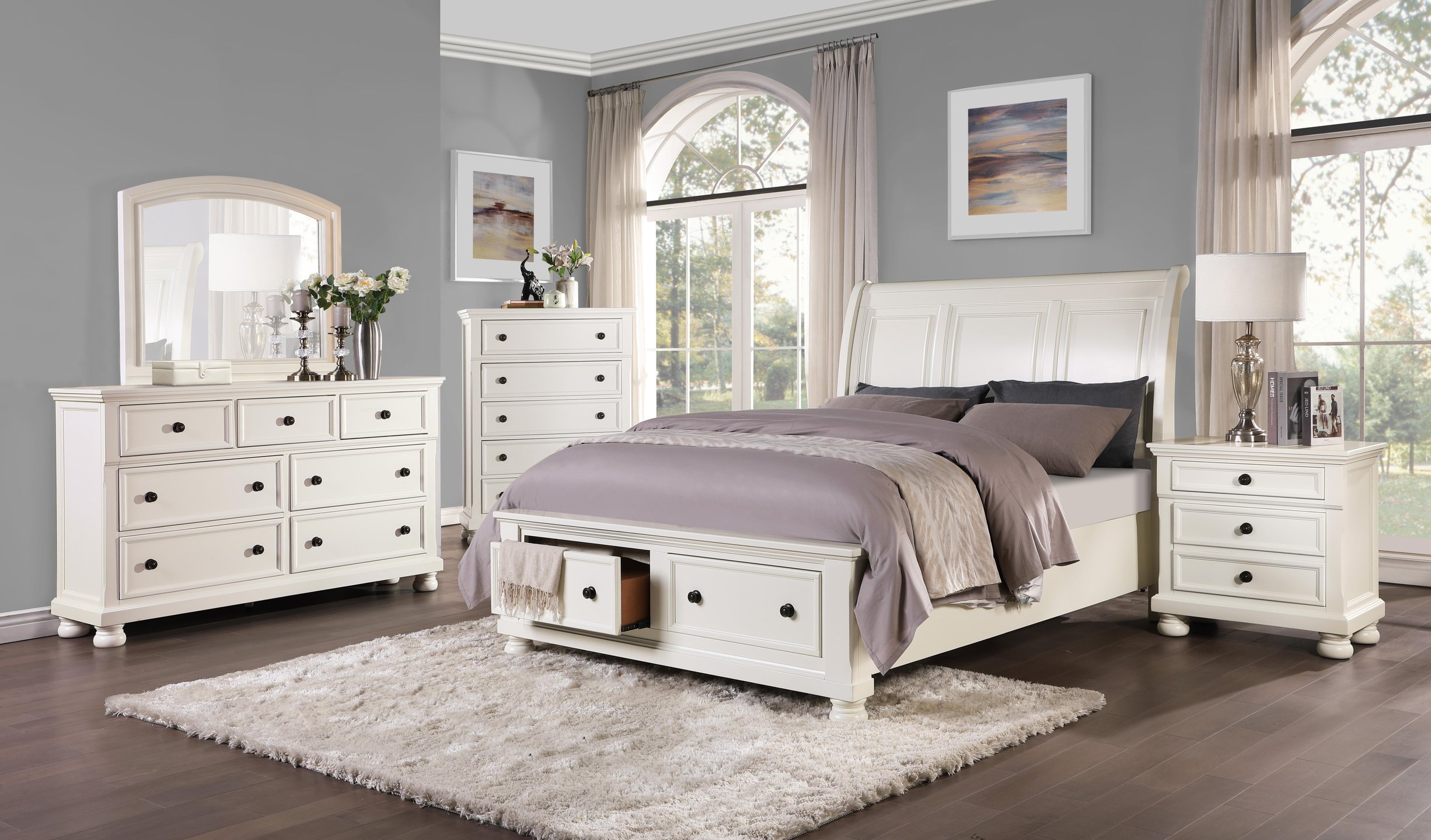 Buy Homelegance 1714W-1* Laurelin Queen Bed in White, Wood online