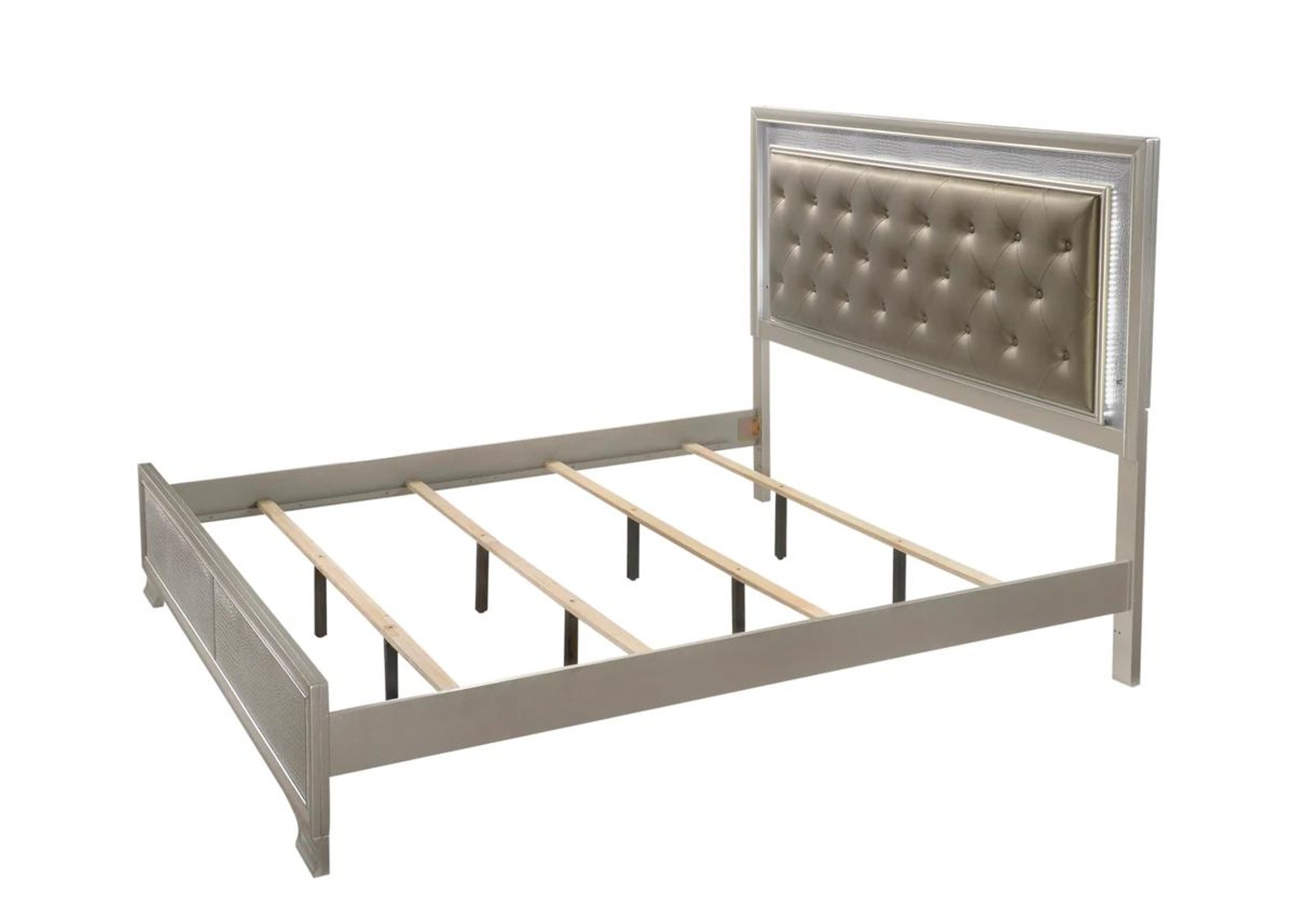 Buy Crown Mark Lyssa King Panel Bed in Beige, Crocodile Texture online