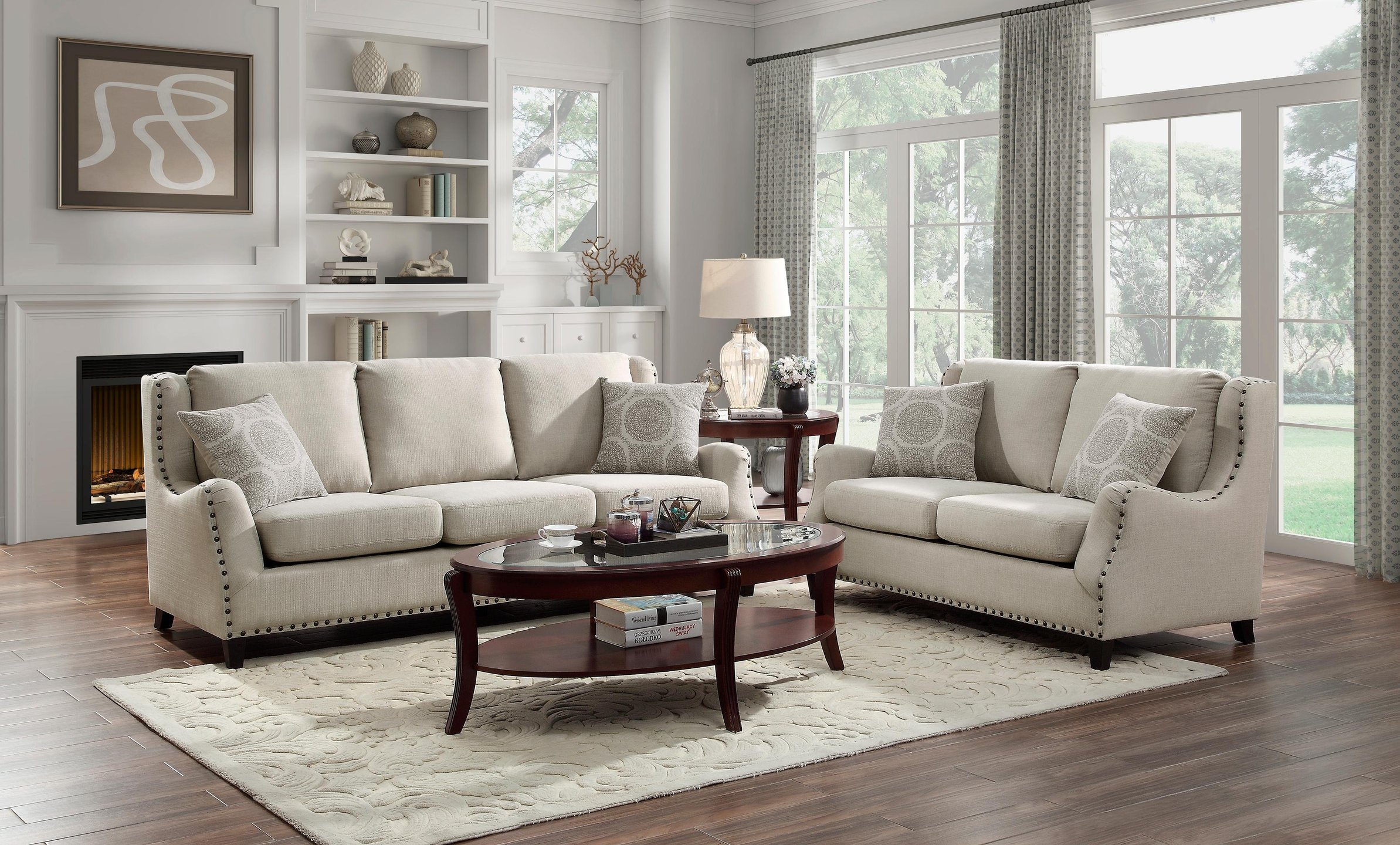 Buy Homelegance 9339BE-3 Halton Sofa in Beige, Textured online