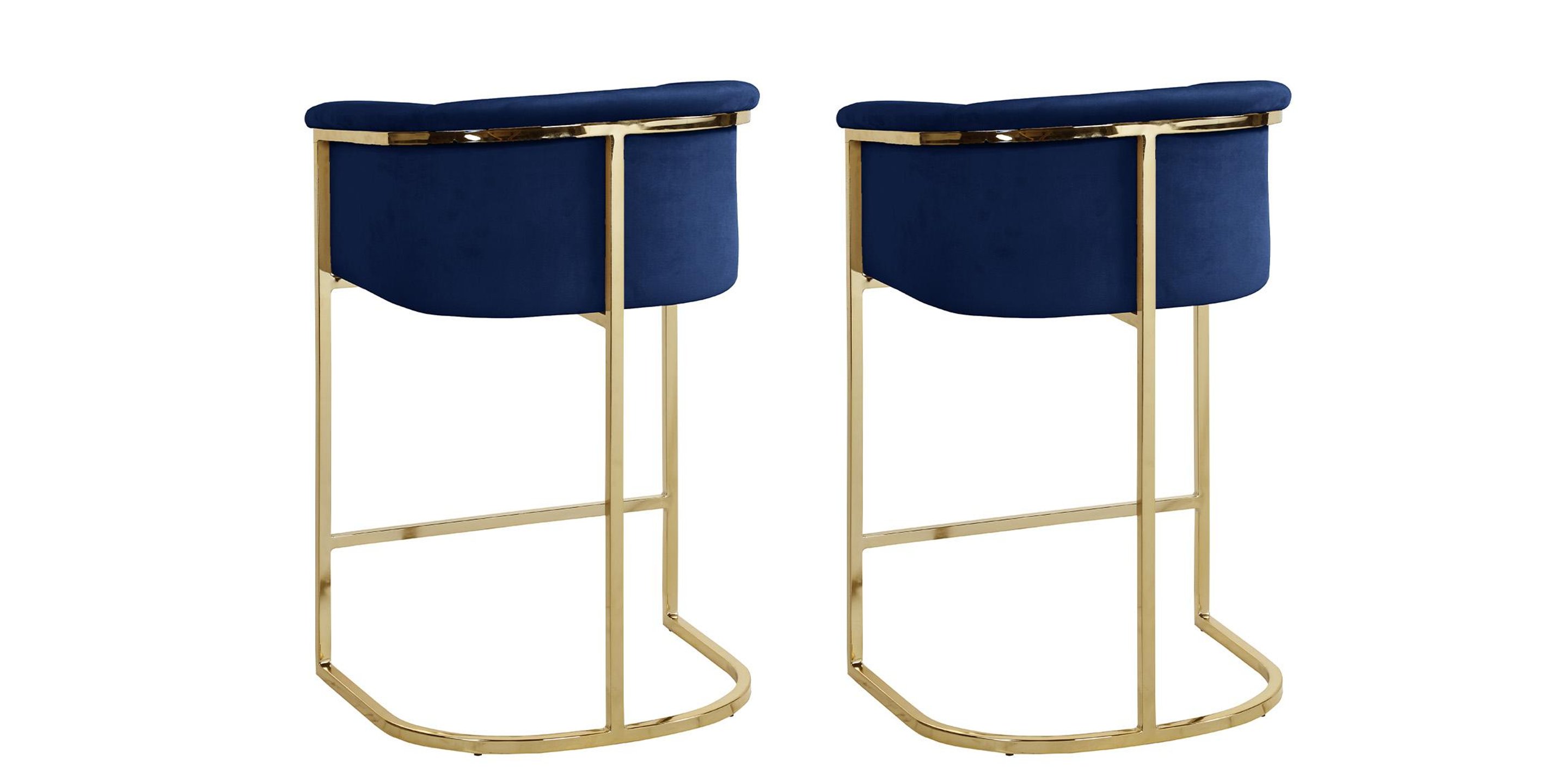 Buy Meridian DONATELLA 700Navy Counter Stool Set 2 Pcs in Navy, Gold