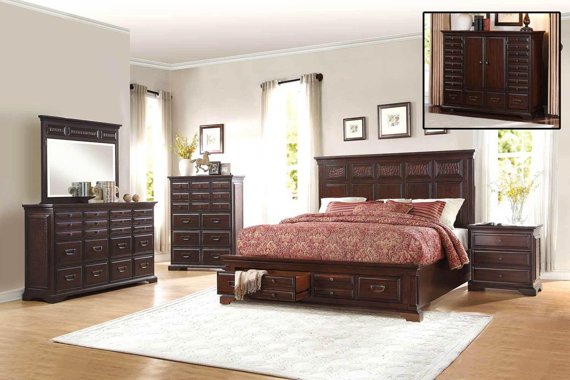 Homelegance Rockport 3pc Bedroom Set (Queen Bed, Dresser